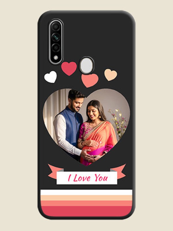 Custom Love Shaped Photo with Colorful Stripes on Personalised Space Black Soft Matte Cases - Oppo A31