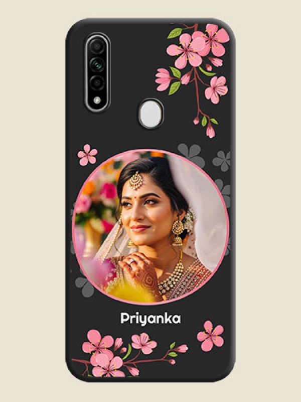 Custom Round Image with Pink Color Floral Design - Photo on Space Black Soft Matte Back Cover - Oppo A31