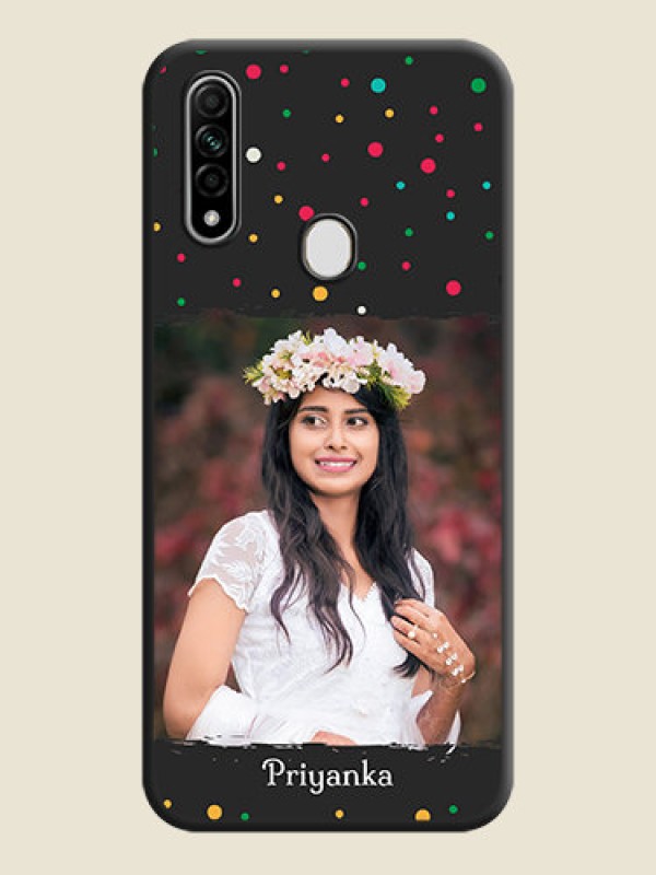 Custom Multicolor Dotted Pattern with Text on Space Black Custom Soft Matte Phone Back Cover - Oppo A31