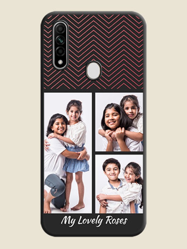 Custom Wave Pattern with 3 Image Holder on Space Black Custom Soft Matte Back Cover - Oppo A31