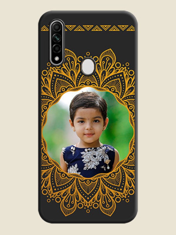 Custom Round Image with Floral Design - Photo on Space Black Soft Matte Mobile Cover - Oppo A31