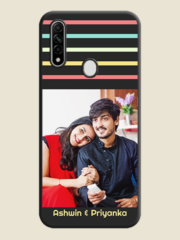 Custom Color Stripes with Photo and Text - Photo on Space Black Soft Matte Mobile Case - Oppo A31