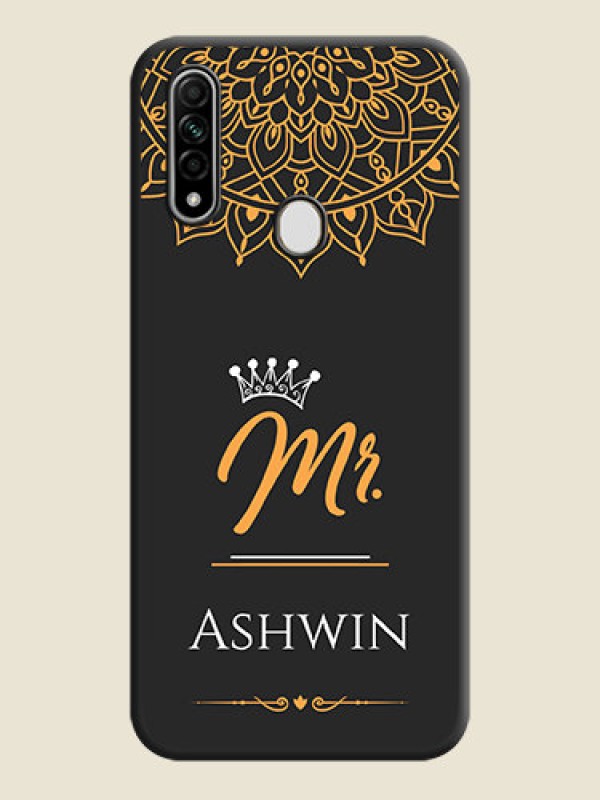 Custom Mr Name with Floral Design  on Personalised Space Black Soft Matte Cases - Oppo A31