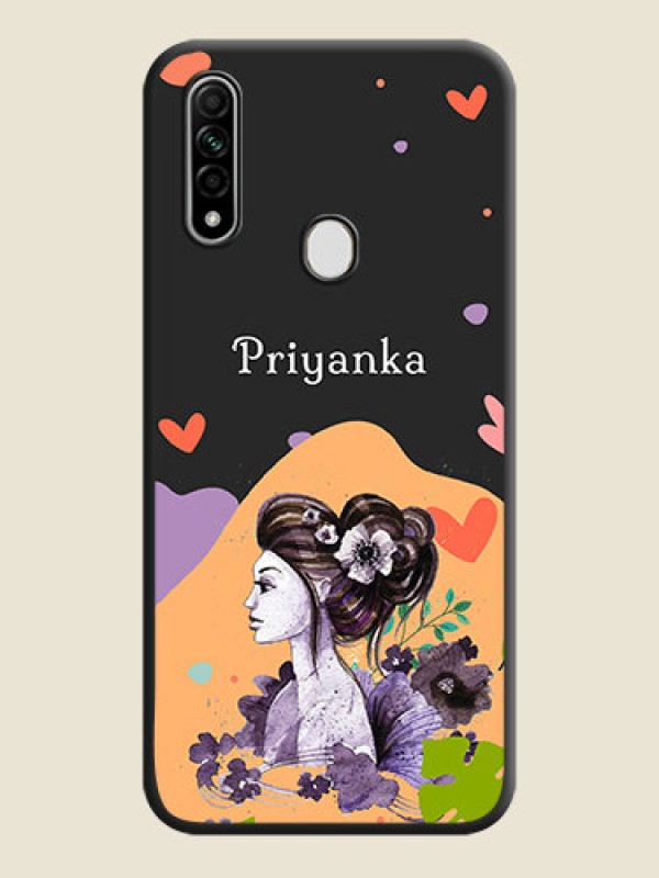 Custom Namecase For Her With Fancy Lady Image On Space Black Personalized Soft Matte Phone Covers -Oppo A31