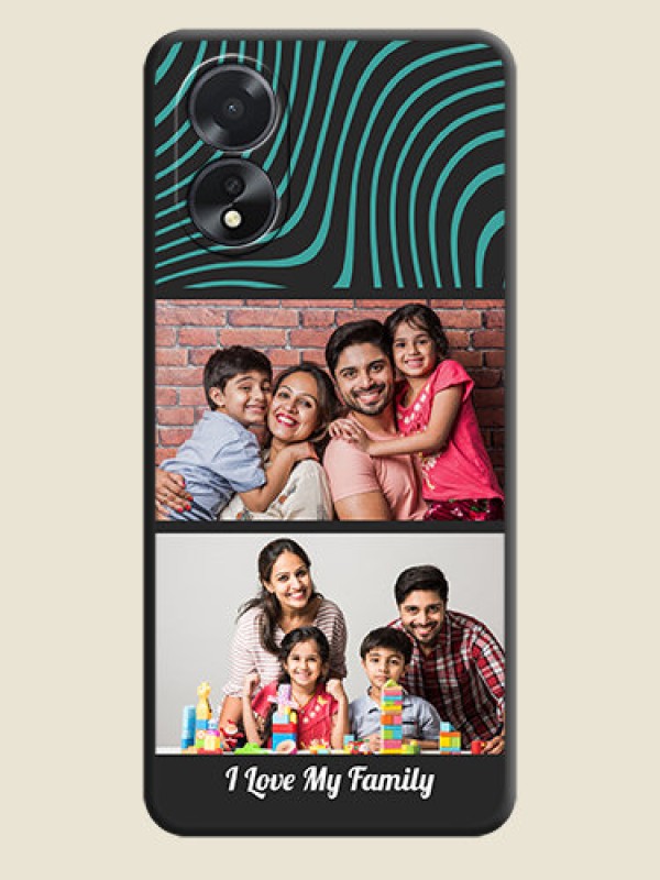 Custom Wave Pattern with 2 Image Holder on Space Black Personalized Soft Matte Phone Covers - Oppo A38