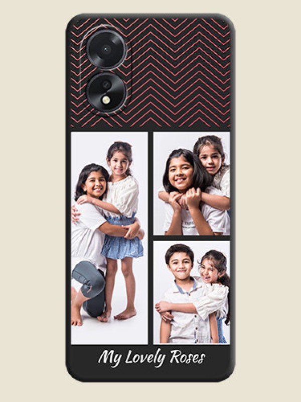 Custom Wave Pattern with 3 Image Holder on Space Black Custom Soft Matte Back Cover - Oppo A38