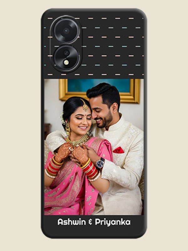 Custom Line Pattern Design with Text on Space Black Custom Soft Matte Phone Back Cover - Oppo A38