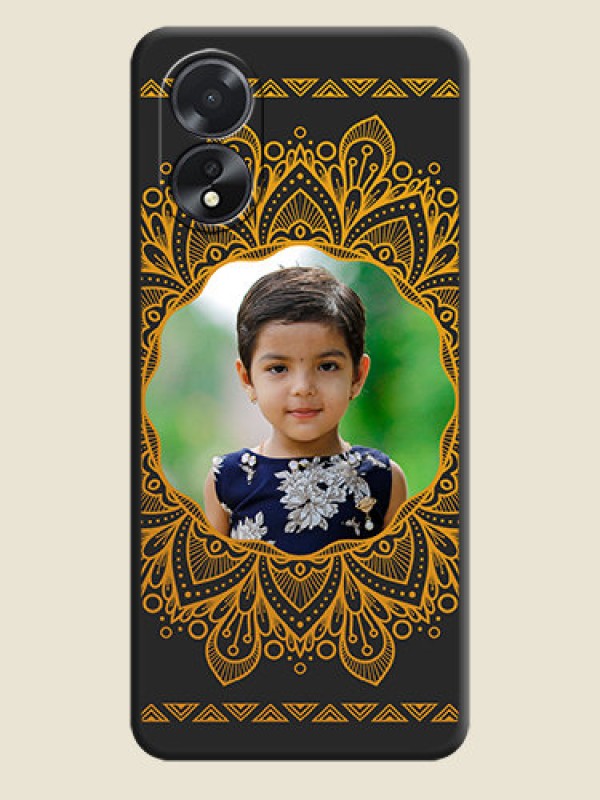 Custom Round Image with Floral Design - Photo on Space Black Soft Matte Mobile Cover - Oppo A38