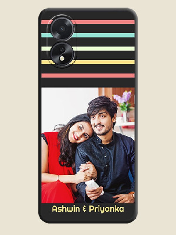 Custom Color Stripes with Photo and Text - Photo on Space Black Soft Matte Mobile Case - Oppo A38