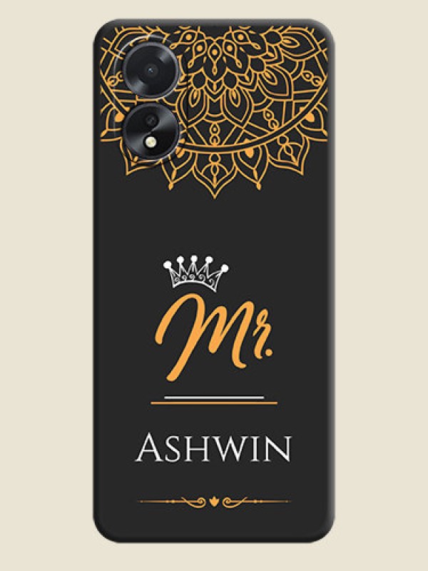 Custom Mr Name with Floral Design on Personalised Space Black Soft Matte Cases - Oppo A38