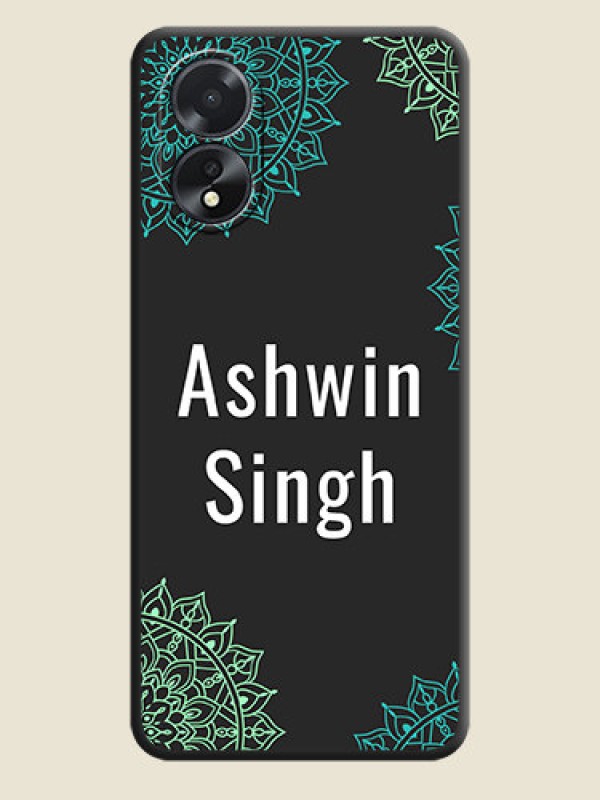 Custom Your Name with Floral Design on Space Black Custom Soft Matte Back Cover - Oppo A38