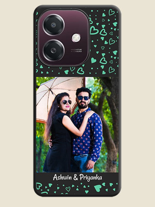 Custom Sea Green Indefinite Love Pattern on Photo On Space Black Custom Soft Matte Mobile Back Cover - Oppo A3X 4G