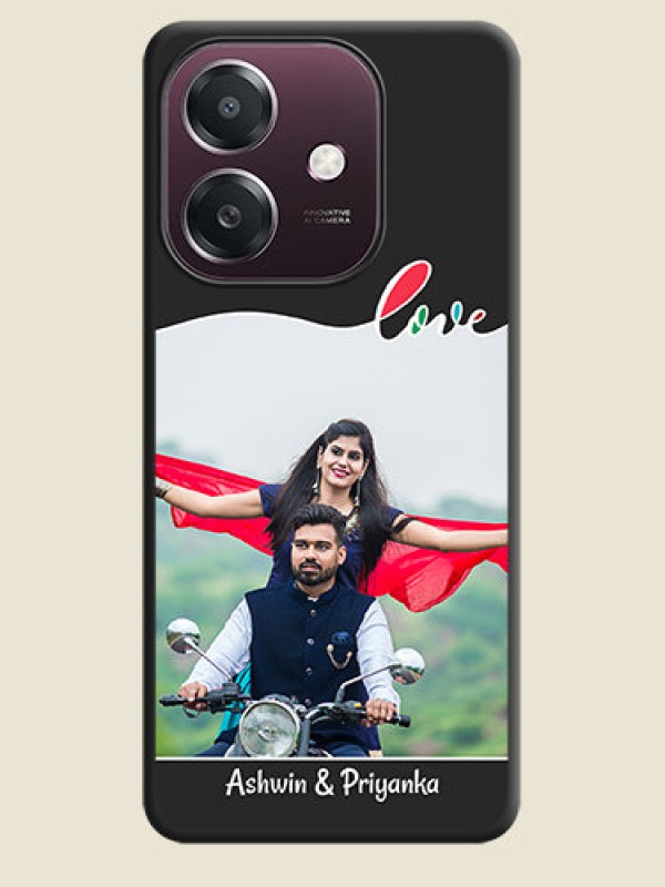 Custom Fall in Love Pattern with Picture on Photo On Space Black Custom Soft Matte Mobile Back Cover - Oppo A3X 4G
