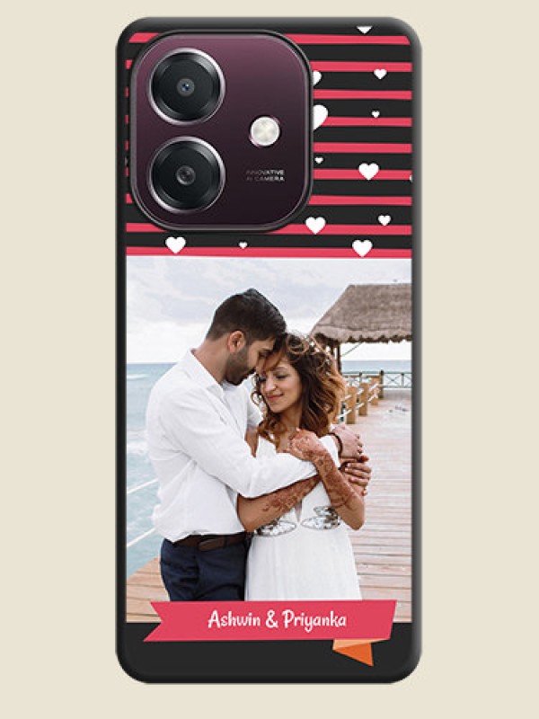 Custom White Color Love Symbols with Pink Lines Pattern On Space Black Custom Soft Matte Mobile Back Cover - Oppo A3X 4G