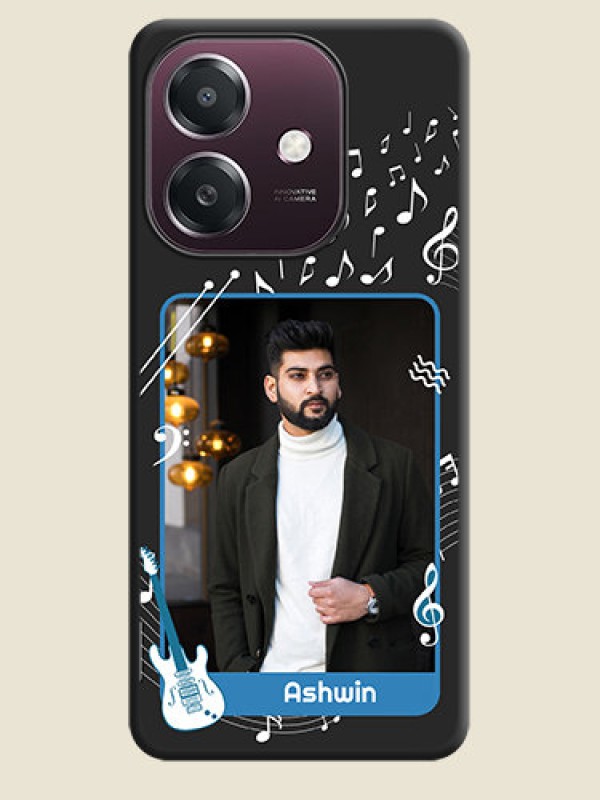 Custom Musical Theme Design with Text on Photo On Space Black Custom Soft Matte Mobile Back Cover - Oppo A3X 4G