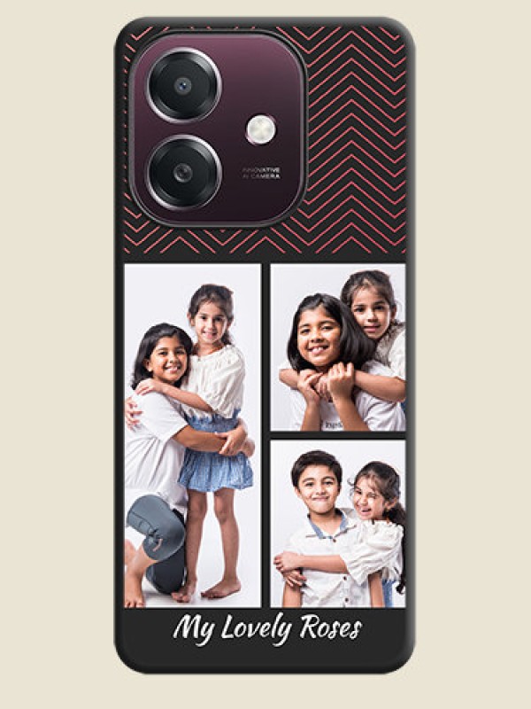 Custom Wave Pattern with 3 Image Holder On Space Black Custom Soft Matte Mobile Back Cover - Oppo A3X 4G