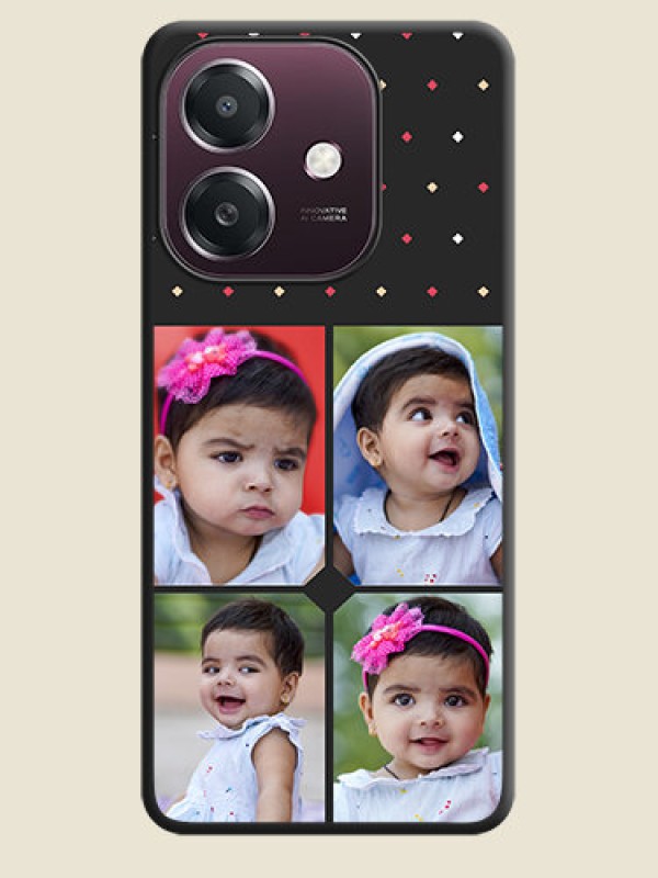 Custom Multicolor Dotted Pattern with 4 Image Holder On Space Black Custom Soft Matte Mobile Back Cover - Oppo A3X 4G