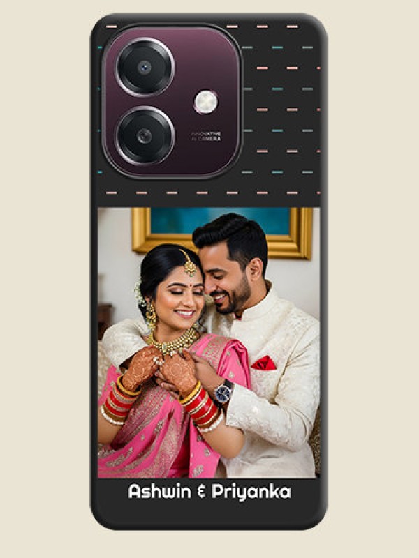 Custom Line Pattern Design with Text On Space Black Custom Soft Matte Mobile Back Cover - Oppo A3X 4G