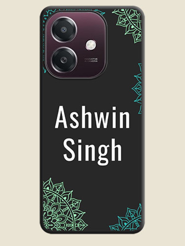 Custom Your Name with Floral Design On Space Black Custom Soft Matte Mobile Back Cover - Oppo A3X 4G