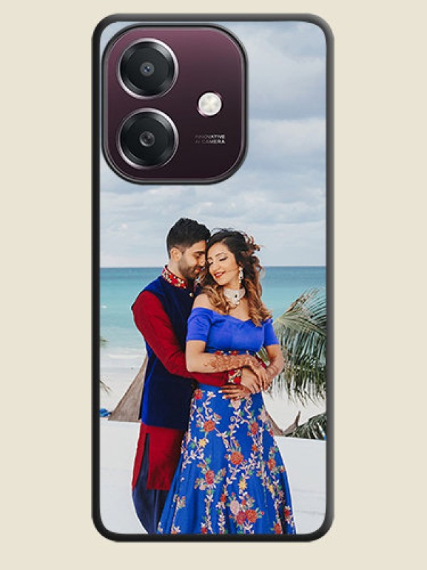Custom Full Single Pic Upload On Space Black Custom Soft Matte Mobile Back Cover - Oppo A3X 4G