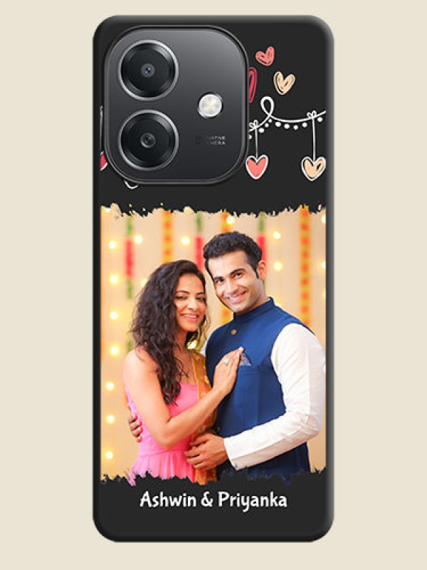 Custom Pink Love Hangings with Name On Space Black Custom Soft Matte Mobile Back Cover - Oppo A3X 5G