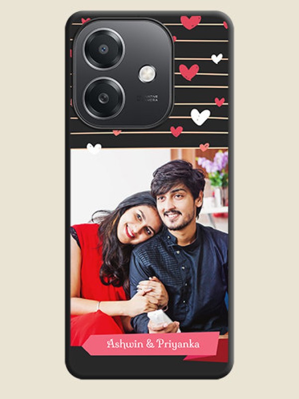 Custom Love Pattern with Name on Pink Ribbon on Photo On Space Black Custom Soft Matte Mobile Back Cover - Oppo A3X 5G