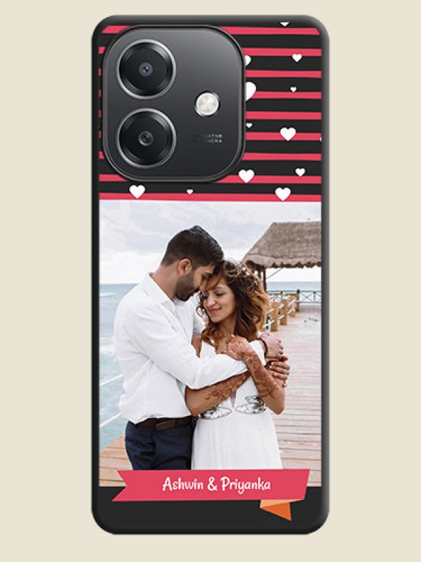 Custom White Color Love Symbols with Pink Lines Pattern On Space Black Custom Soft Matte Mobile Back Cover - Oppo A3X 5G