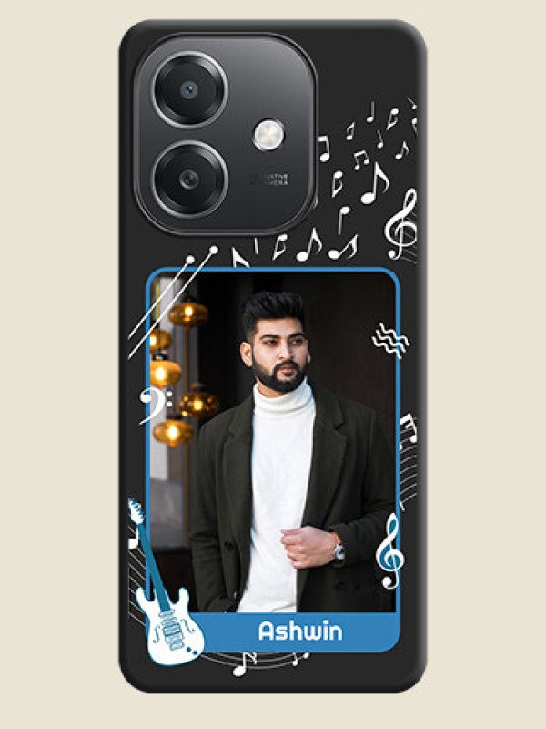 Custom Musical Theme Design with Text on Photo On Space Black Custom Soft Matte Mobile Back Cover - Oppo A3X 5G
