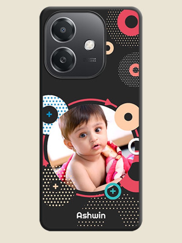 Custom Multicoloured Round Image On Space Black Custom Soft Matte Mobile Back Cover - Oppo A3X 5G