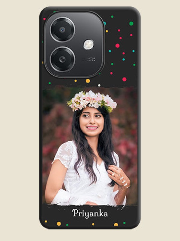 Custom Multicolor Dotted Pattern with Text On Space Black Custom Soft Matte Mobile Back Cover - Oppo A3X 5G