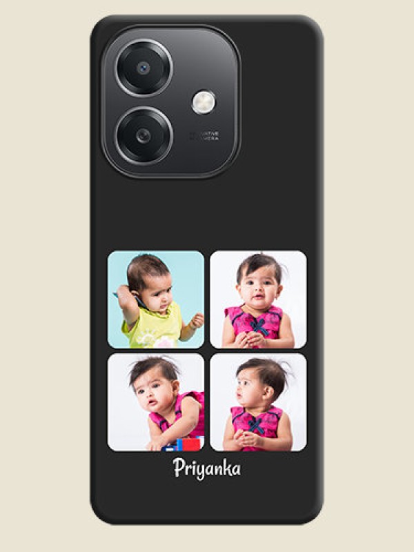 Custom Floral Art with 6 Image Holder on Photo On Space Black Custom Soft Matte Mobile Back Cover - Oppo A3X 5G