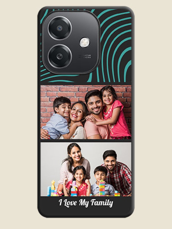 Custom Wave Pattern with 2 Image Holder On Space Black Custom Soft Matte Mobile Back Cover - Oppo A3X 5G