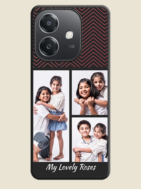 Custom Wave Pattern with 3 Image Holder On Space Black Custom Soft Matte Mobile Back Cover - Oppo A3X 5G