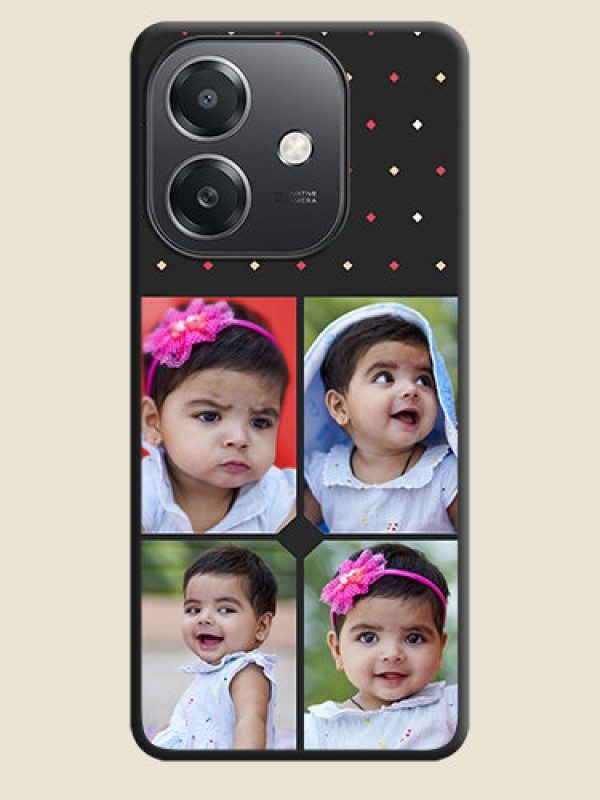 Custom Multicolor Dotted Pattern with 4 Image Holder On Space Black Custom Soft Matte Mobile Back Cover - Oppo A3X 5G