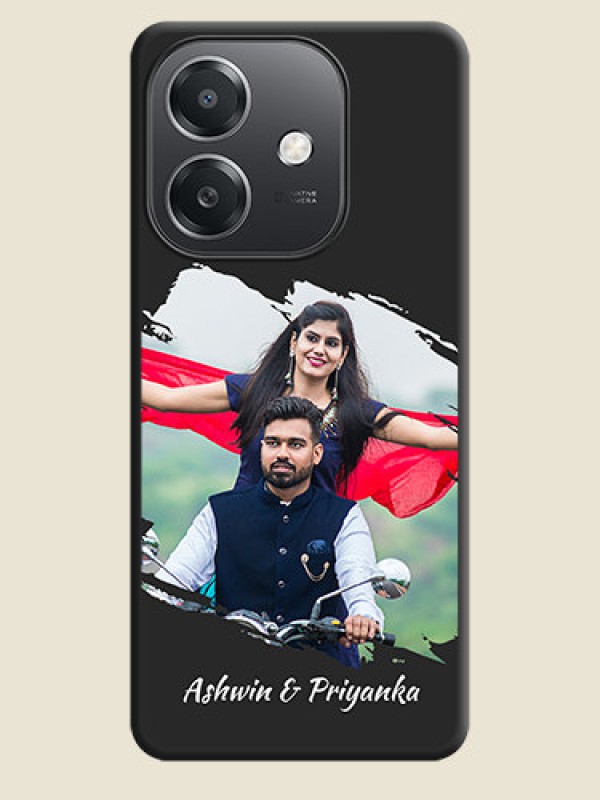 Custom Grunge Brush Strokes on Photo On Space Black Custom Soft Matte Mobile Back Cover - Oppo A3X 5G