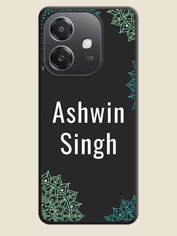 Custom Your Name with Floral Design On Space Black Custom Soft Matte Mobile Back Cover - Oppo A3X 5G