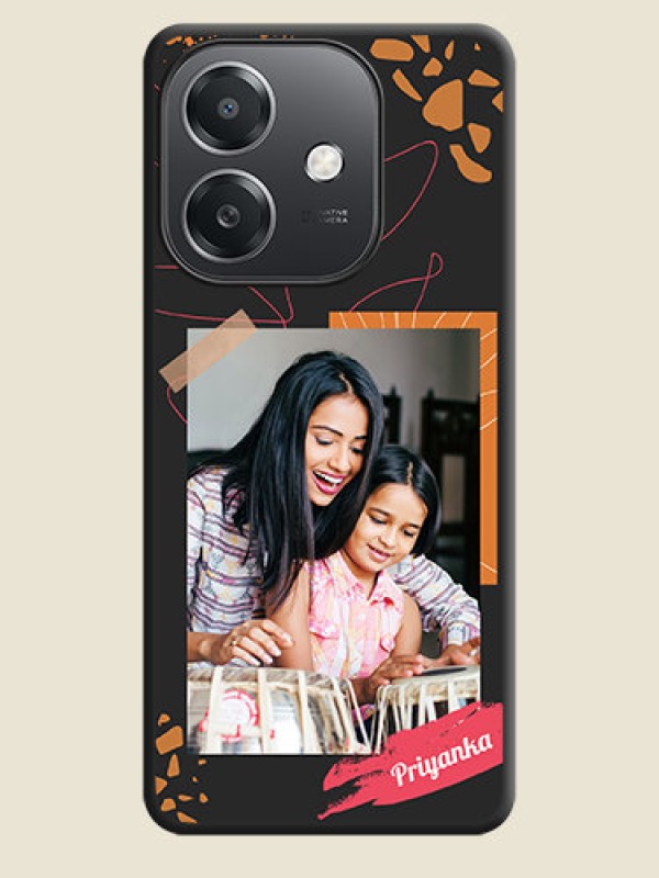 Custom Orange Photo Frame On Space Black Custom Soft Matte Mobile Back Cover - Oppo A3X 5G