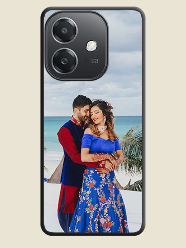 Custom Full Single Pic Upload On Space Black Custom Soft Matte Mobile Back Cover - Oppo A3X 5G