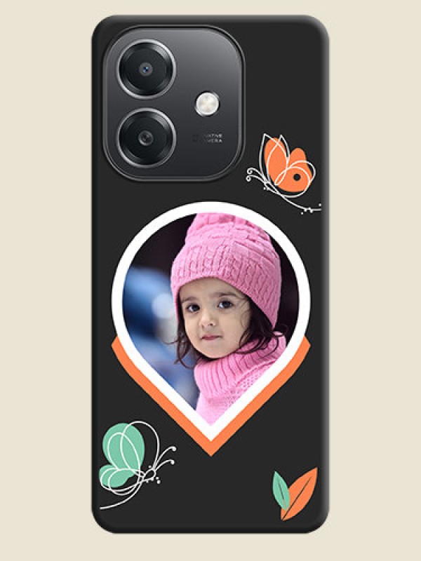 Custom Upload Pic With Simple Butterly Design On Space Black Custom Soft Matte Mobile Back Cover - Oppo A3X 5G