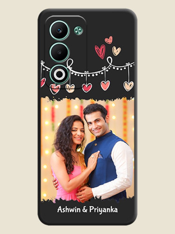 Custom Pink Love Hangings with Name On Space Black Custom Soft Matte Mobile Back Cover - Oppo A5 5G