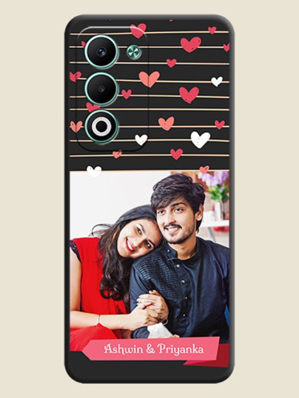 Custom Love Pattern with Name on Pink Ribbon on Photo On Space Black Custom Soft Matte Mobile Back Cover - Oppo A5 5G