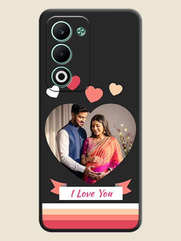Custom Love Shaped Photo with Colorful Stripes On Space Black Custom Soft Matte Mobile Back Cover - Oppo A5 5G