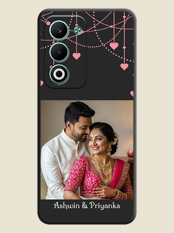 Custom Pink Love Hangings with Text On Space Black Custom Soft Matte Mobile Back Cover - Oppo A5 5G
