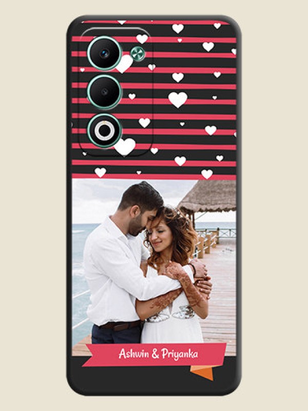 Custom White Color Love Symbols with Pink Lines Pattern On Space Black Custom Soft Matte Mobile Back Cover - Oppo A5 5G