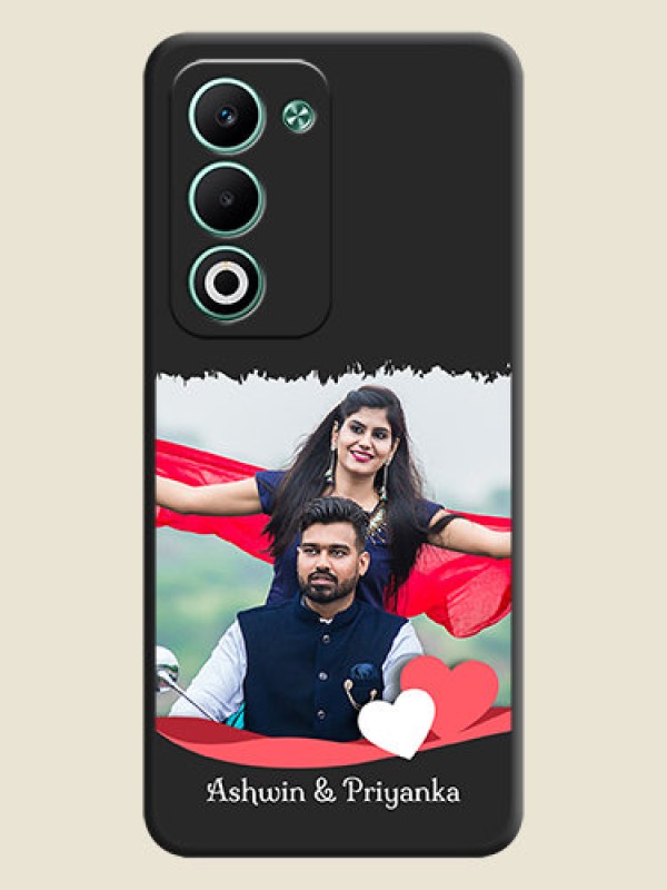 Custom Pin Color Love Shaped Ribbon Design with Text On Space Black Custom Soft Matte Mobile Back Cover - Oppo A5 5G