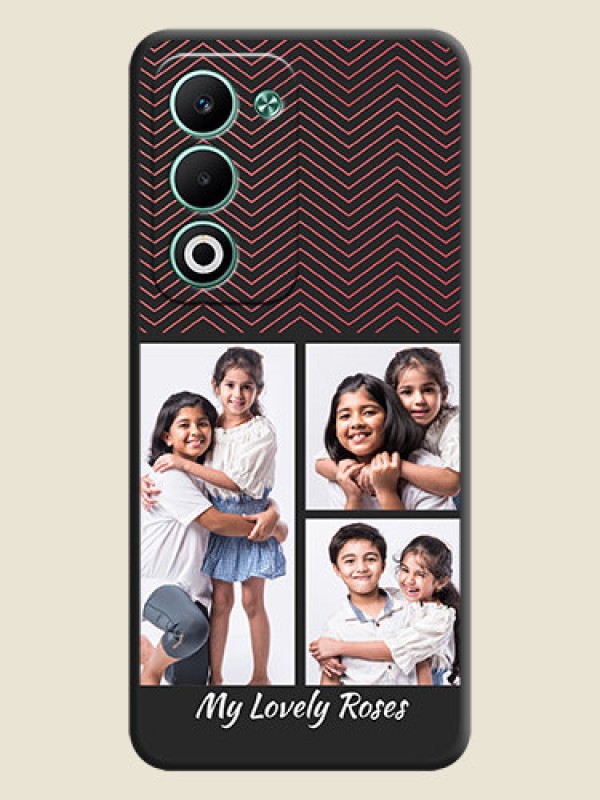Custom Wave Pattern with 3 Image Holder On Space Black Custom Soft Matte Mobile Back Cover - Oppo A5 5G