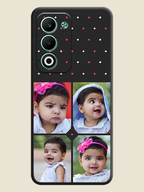 Custom Multicolor Dotted Pattern with 4 Image Holder On Space Black Custom Soft Matte Mobile Back Cover - Oppo A5 5G