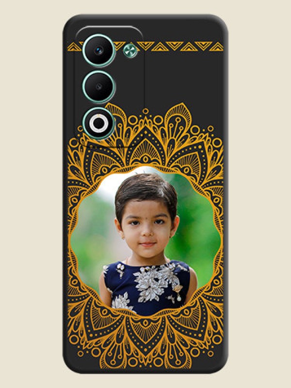 Custom Round Image with Floral Design On Space Black Custom Soft Matte Mobile Back Cover - Oppo A5 5G