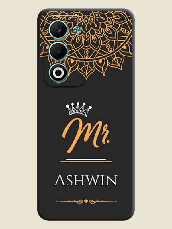 Custom Mr Name with Floral Design On Space Black Custom Soft Matte Mobile Back Cover - Oppo A5 5G