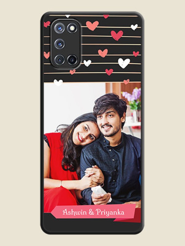 Custom Love Pattern with Name on Pink Ribbon  on Photo on Space Black Soft Matte Back Cover - Oppo A52